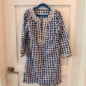 Womens Boden Blue and White Polka Dot Beach Coverup, 2R
